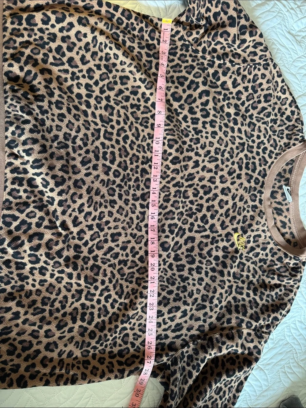 Nike Brown Leopard Print Crewneck Sweatshirt with Yellow Logo